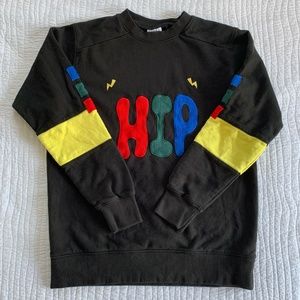 Teddy Fresh Hip Oversized Color Block Black Sweatshirt Size M